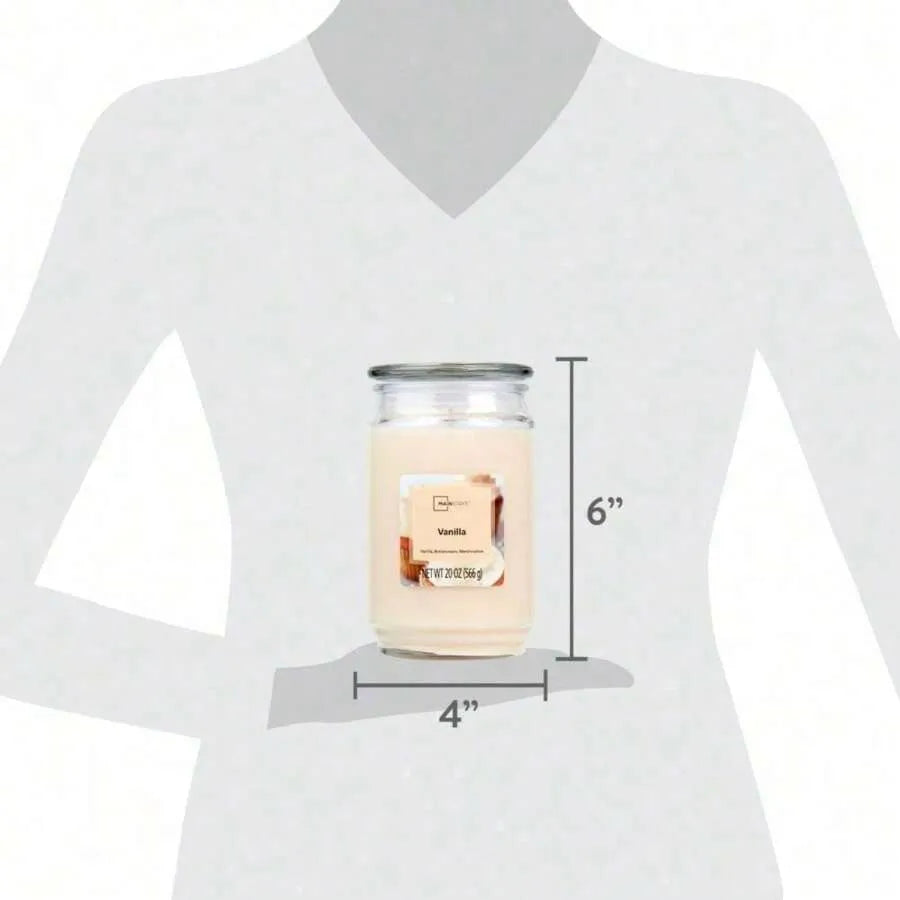 Large 20oz Vanilla Scented Single Wick Glass Jar Candle – Long Lasting Aromatherapy Home & Gift Candle