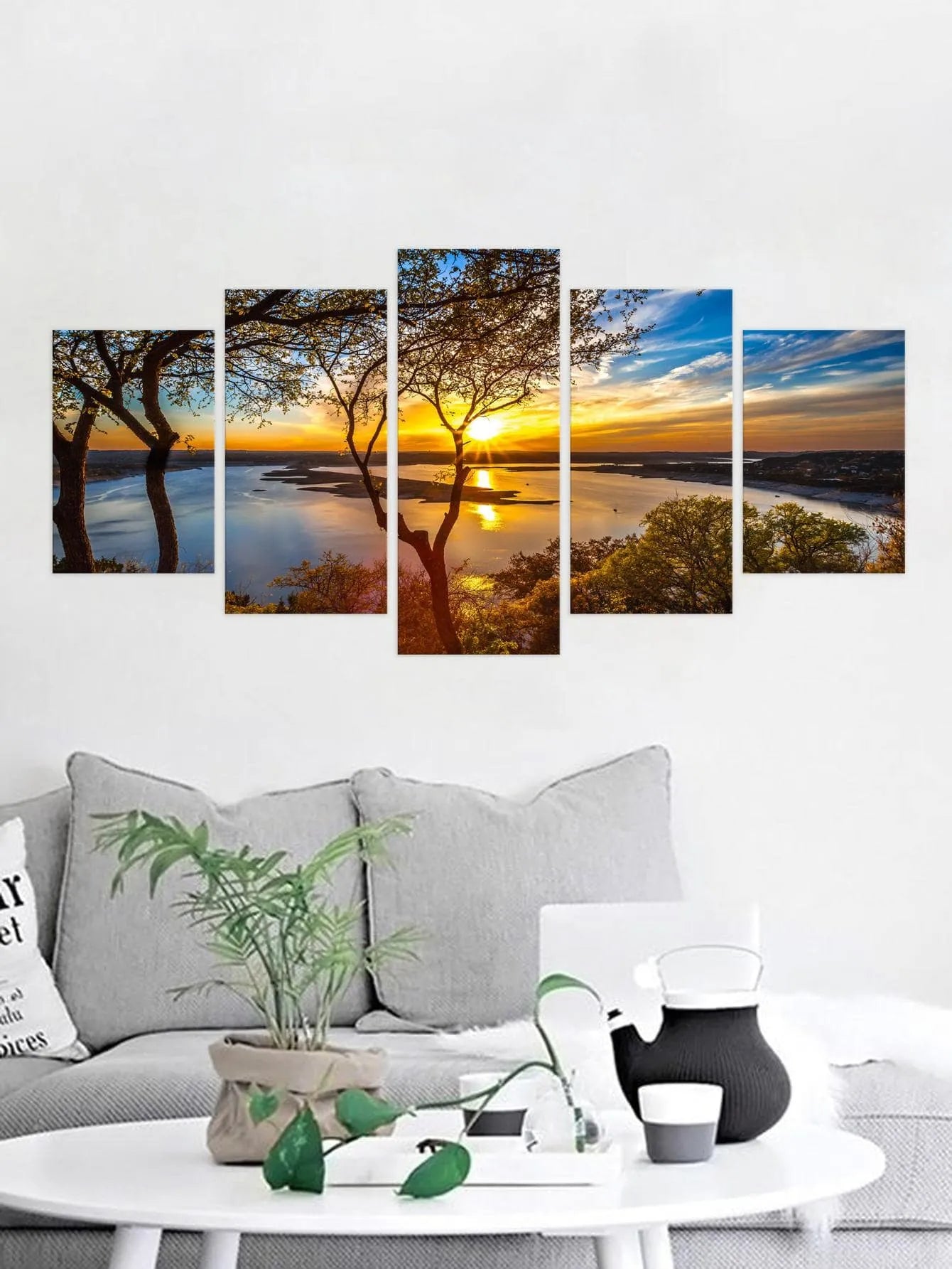 5pcs Tree Pattern Wall Stickers Set – Modern Landscape PVC Decals for Home Decor, Wall Art Posters, Spring Refresh, Festival Decorations, Gifts for Birthday & Graduation