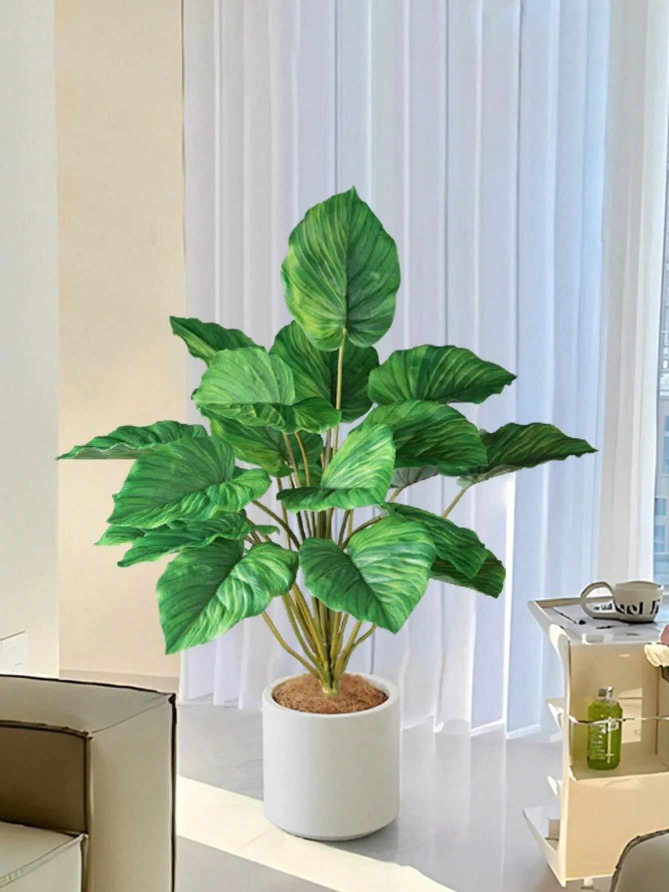 Large 47-75cm Artificial Palm Tree with Monstera & Alocasia Leaves - Tropical Fake Plant Decor for Home, Office, Wedding, New Year, Birthday Gifts