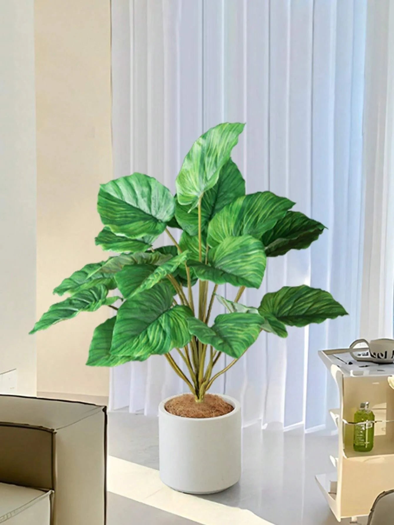 Large 47-75cm Artificial Palm Tree with Monstera & Alocasia Leaves - Tropical Fake Plant Decor for Home, Office, Wedding, New Year, Birthday Gifts
