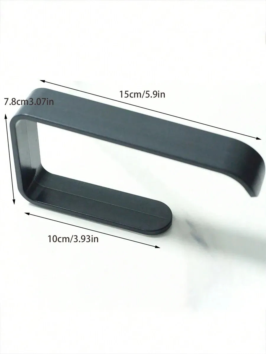 1pc Black Plastic Non-Perforated Toilet Paper Holder – Kitchen & Bathroom Paper Towel Storage Hanger, Space-Saving Wall Mount, Modern Bathroom Decor