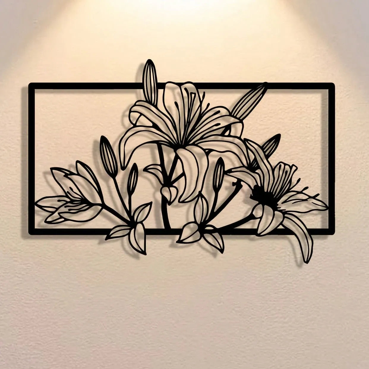 Elegant Metal Lily Flower Wall Art - Abstract Iron Outline Decor for Indoor Outdoor, Garden & Home Gift