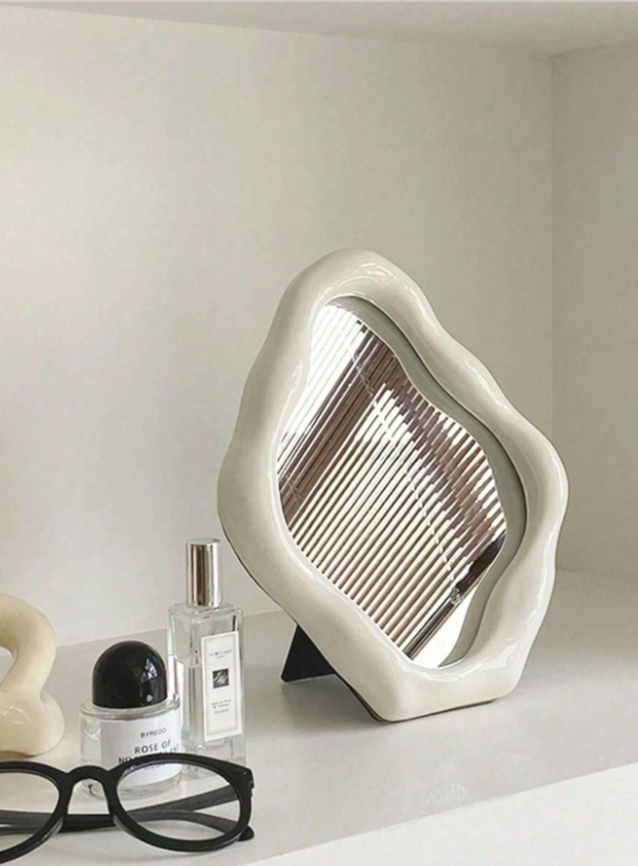 Asymmetric Vintage Vanity Mirror French Style Makeup Mirror for Bedroom Desk, Elegant Living Room & Dining Room Wall Decor, Aesthetic Home Accent
