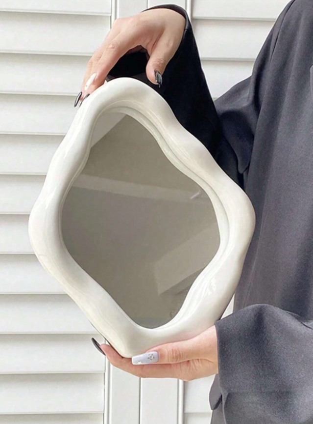 Asymmetric Vintage Vanity Mirror French Style Makeup Mirror for Bedroom Desk, Elegant Living Room & Dining Room Wall Decor, Aesthetic Home Accent
