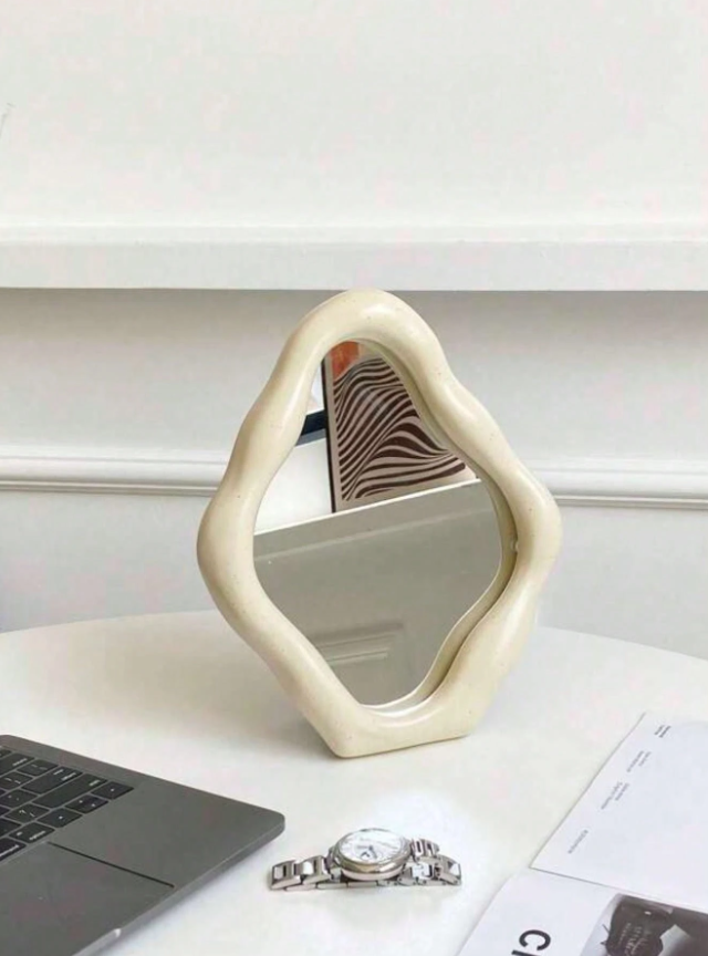Asymmetric Vintage Vanity Mirror French Style Makeup Mirror for Bedroom Desk, Elegant Living Room & Dining Room Wall Decor, Aesthetic Home Accent