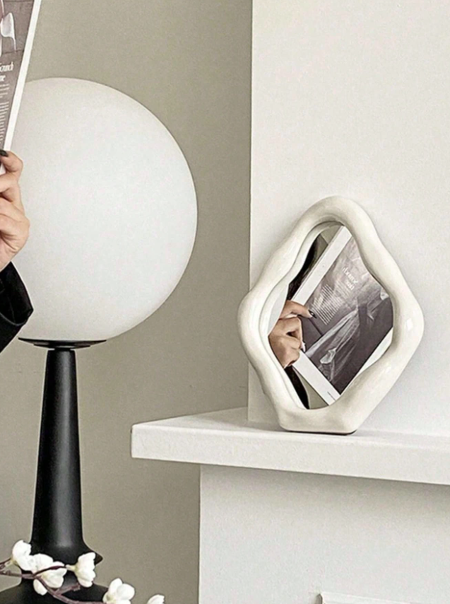 Asymmetric Vintage Vanity Mirror French Style Makeup Mirror for Bedroom Desk, Elegant Living Room & Dining Room Wall Decor, Aesthetic Home Accent