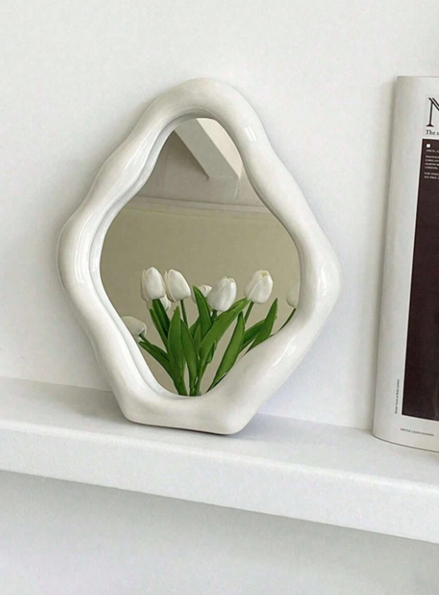Asymmetric Vintage Vanity Mirror French Style Makeup Mirror for Bedroom Desk, Elegant Living Room & Dining Room Wall Decor, Aesthetic Home Accent