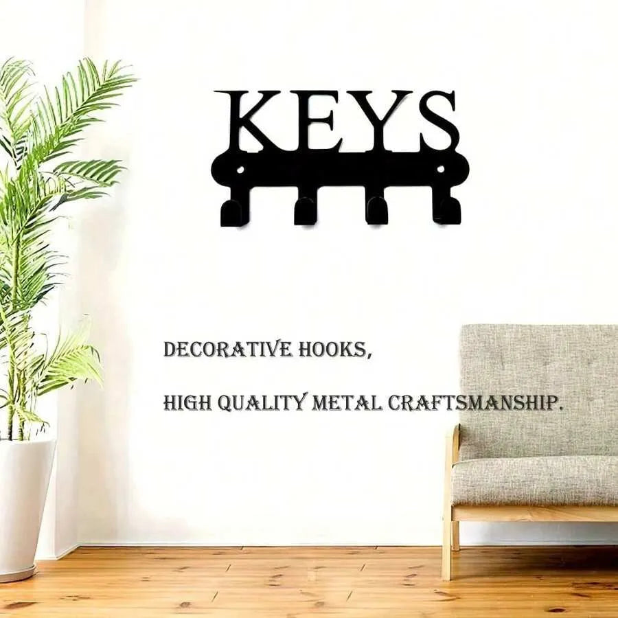 Modern Black Stainless Steel Wall Mount Key Hook – Stylish Organizer for Keys, Clothes, Hats – Easy Install Home Decor