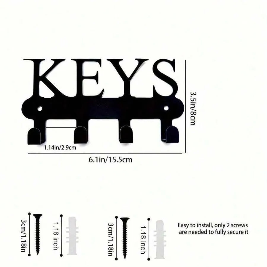 Modern Black Stainless Steel Wall Mount Key Hook – Stylish Organizer for Keys, Clothes, Hats – Easy Install Home Decor