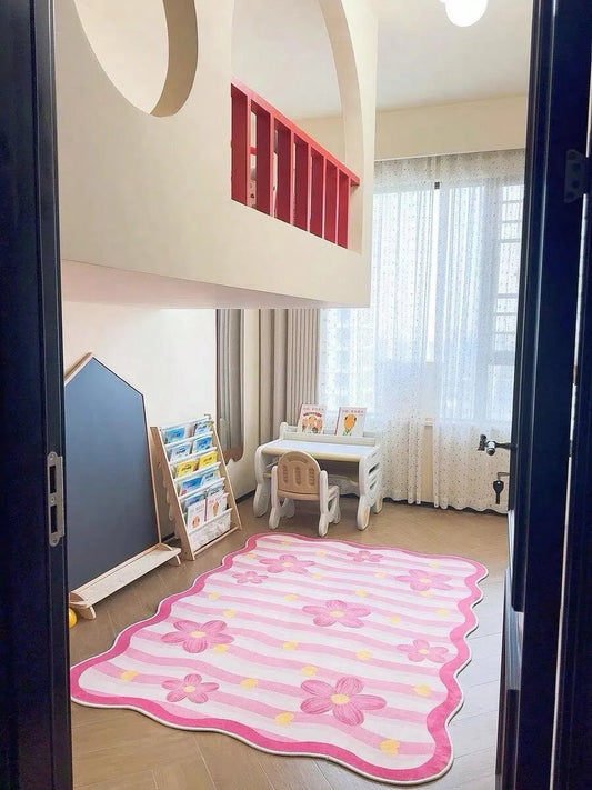 1pc Pink Floral Heart Pattern Soft Rug – Fluffy, Skin-Friendly Area Carpet for Living Room, Bedroom, Sofa, Small Large Size Home Decor Carpet
