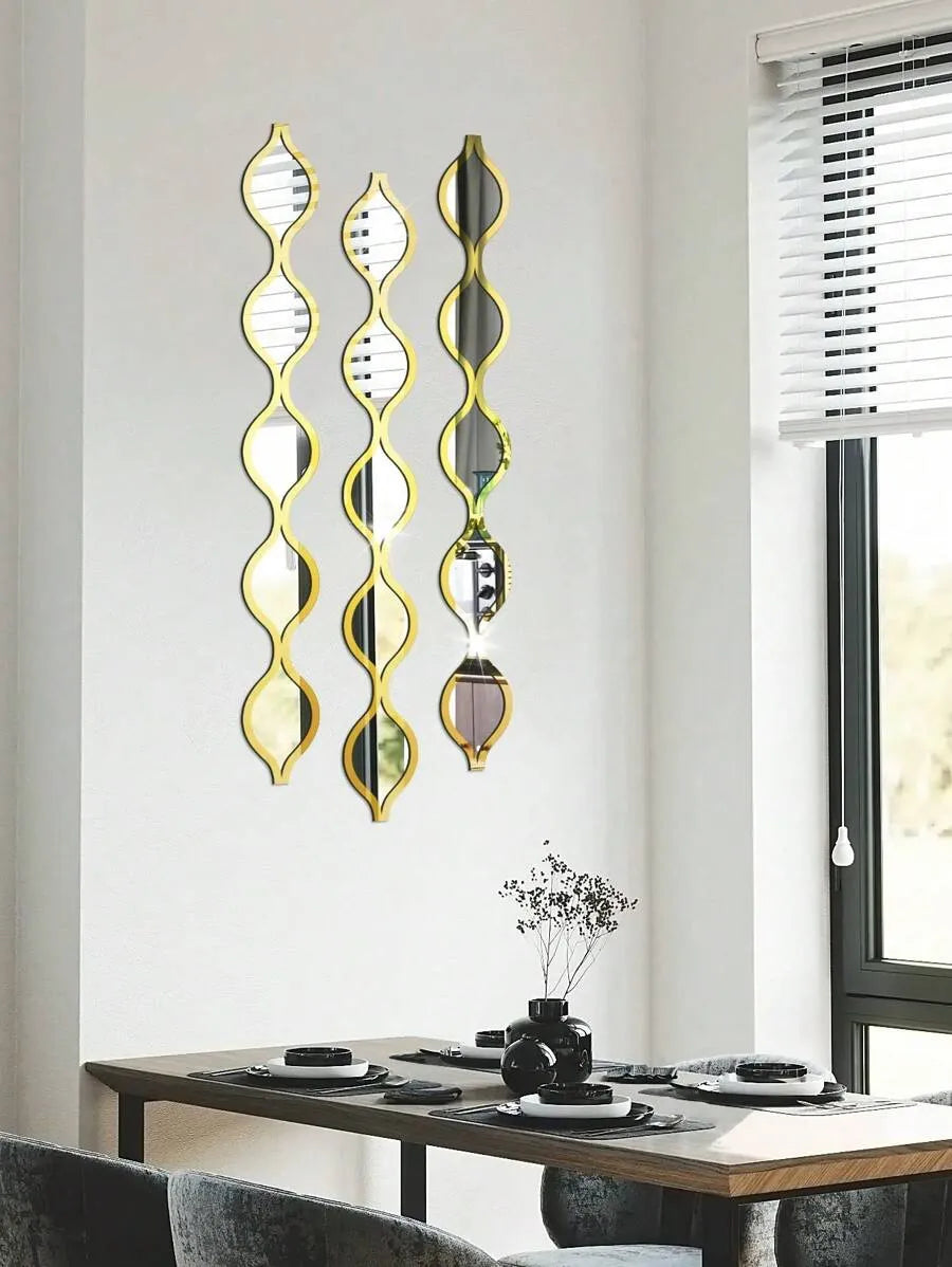 5PCS Teardrop Mirror Wall Decor Set Acrylic Gold Frame Tear Drop Decorative Mirrors Boho Vintage Farmhouse Style for Apartment Living Room Bathroom Bedroom Home Decor
