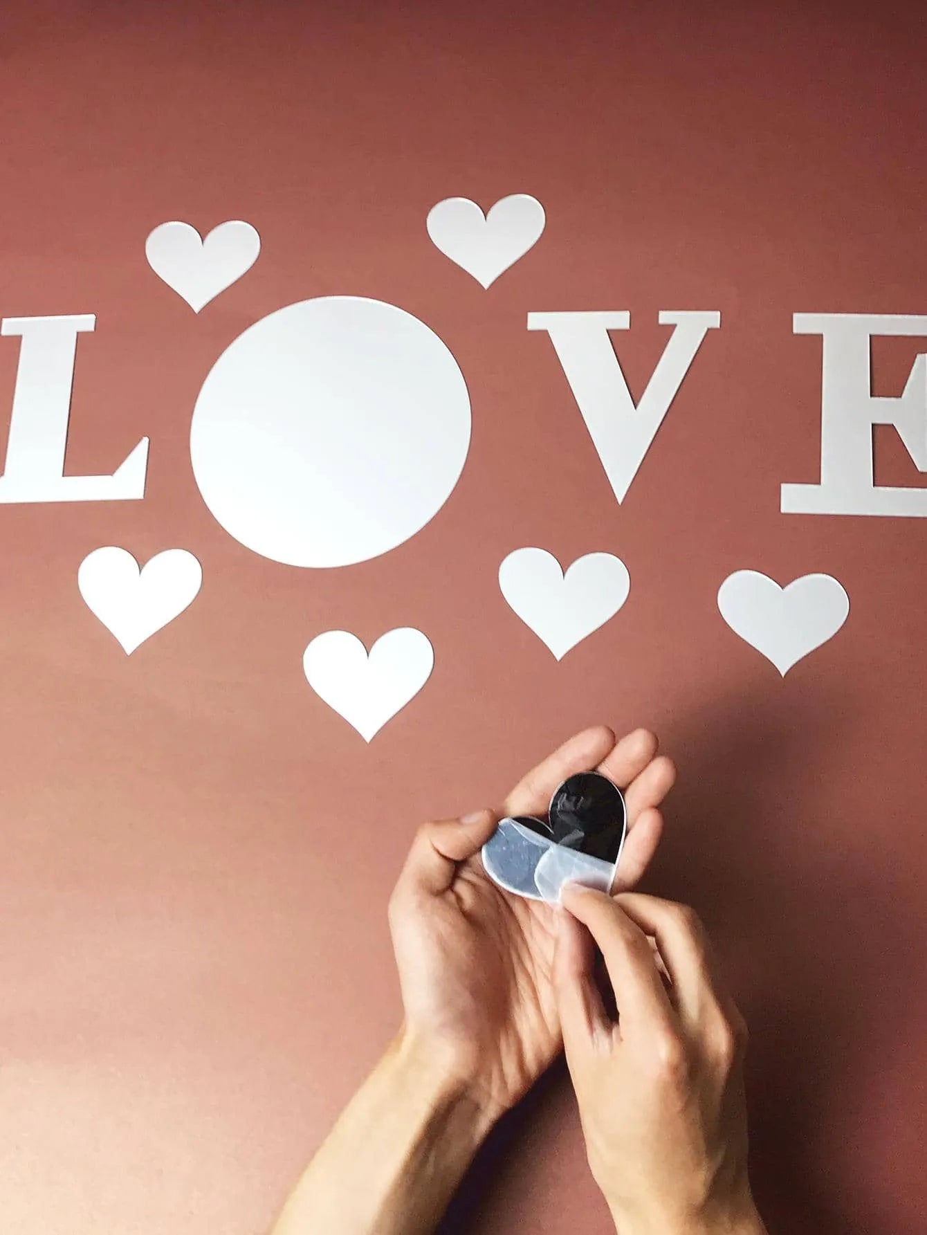 12-Piece LOVE Acrylic Mirror Wall Sticker Set Self-Adhesive Removable DIY Romantic Home Decor Silver Mirror Wall Art for Room Bathroom Living Room