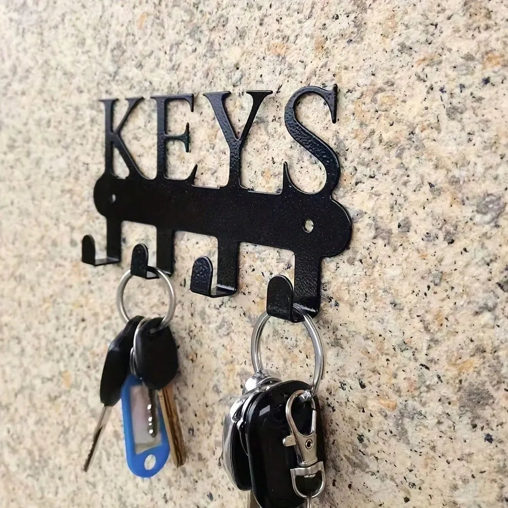 Modern Black Stainless Steel Wall Mount Key Hook – Stylish Organizer for Keys, Clothes, Hats – Easy Install Home Decor