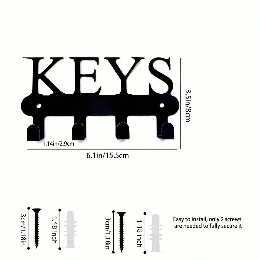 Modern Black Stainless Steel Wall Mount Key Hook – Stylish Organizer for Keys, Clothes, Hats – Easy Install Home Decor