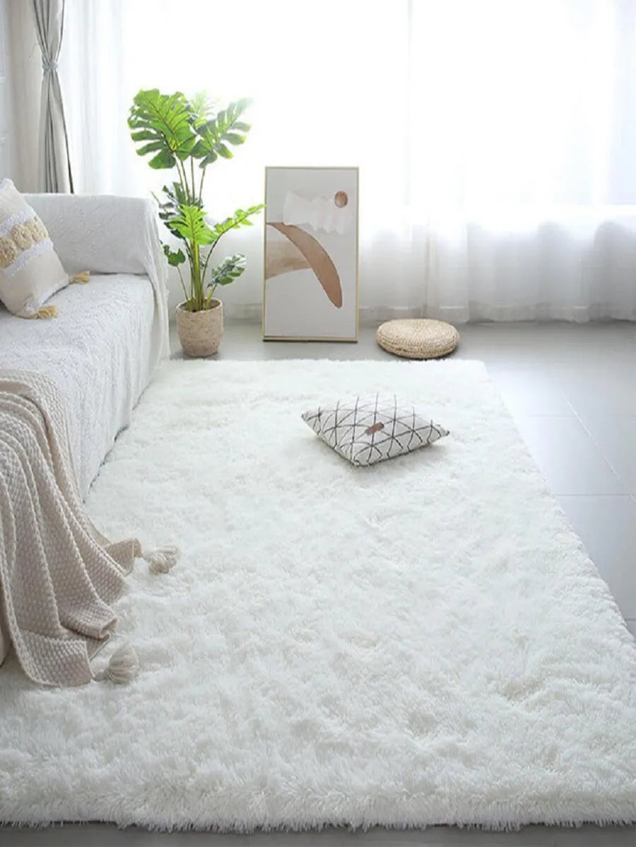 Fluffy Nordic Style Solid Color Kids Rug – Large Non-Slip Children's Bedroom & Living Room Floor Mat, Modern Room Decor