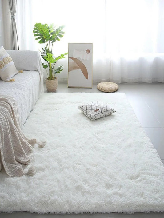 Fluffy Nordic Style Solid Color Kids Rug – Large Non-Slip Children's Bedroom & Living Room Floor Mat, Modern Room Decor