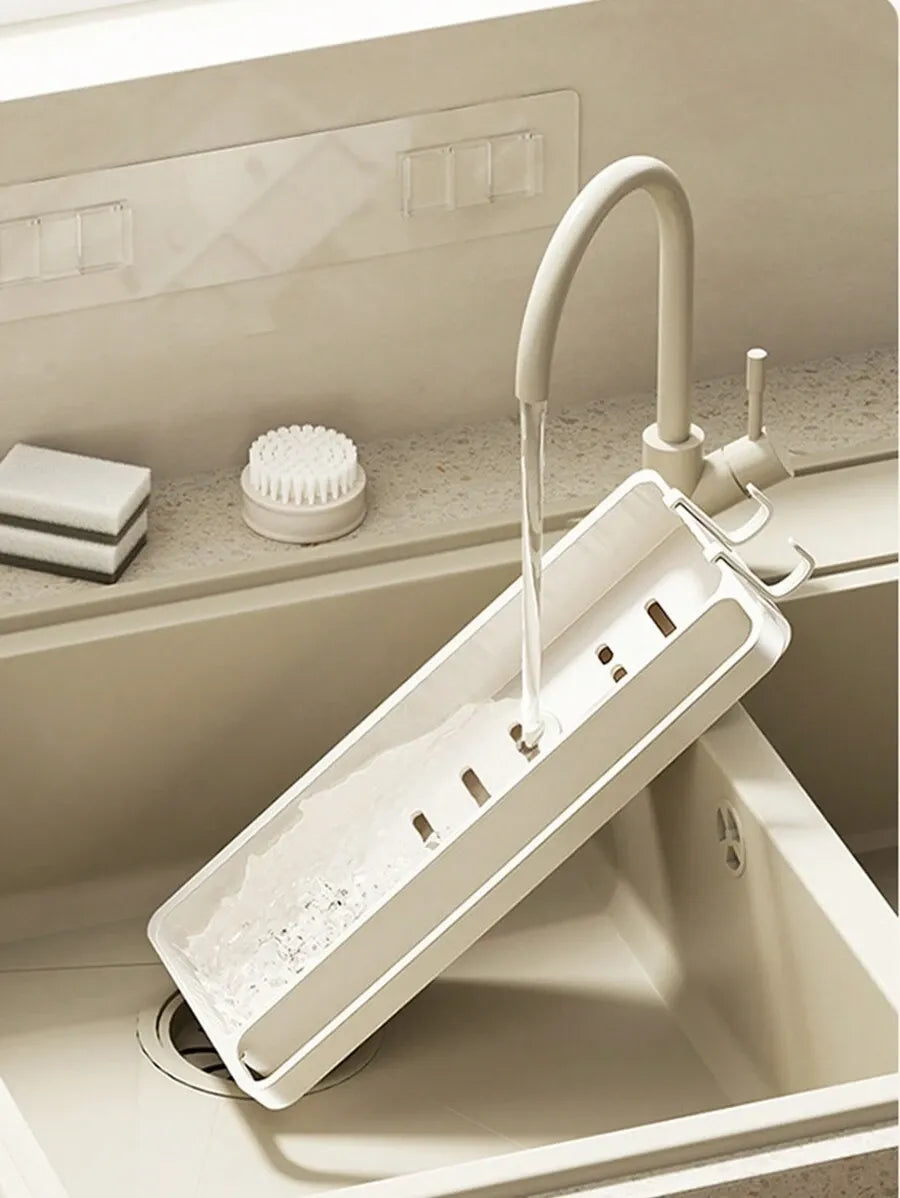 No-Drill Sink Organizer Rack - Countertop Sponge, Dish Cloth & Towel Holder for Kitchen & Bathroom Storage