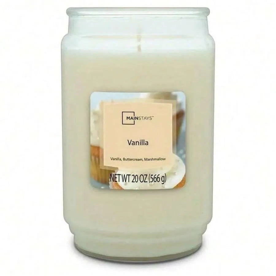 Large 20oz Vanilla Scented Single Wick Glass Jar Candle – Long Lasting Aromatherapy Home & Gift Candle