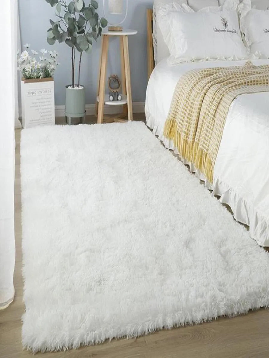 Fluffy Nordic Style Solid Color Kids Rug – Large Non-Slip Children's Bedroom & Living Room Floor Mat, Modern Room Decor