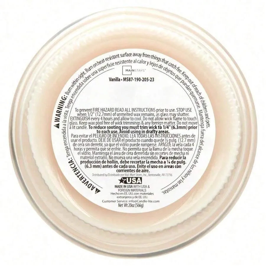 Large 20oz Vanilla Scented Single Wick Glass Jar Candle – Long Lasting Aromatherapy Home & Gift Candle