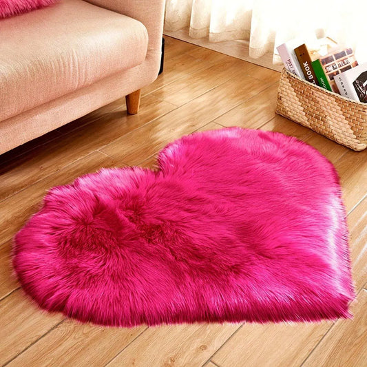 Heart Shaped Fuzzy Plush Rug – Soft Cozy Floor Mat for Bedroom, Living Room, Kids Room, Home Decor
