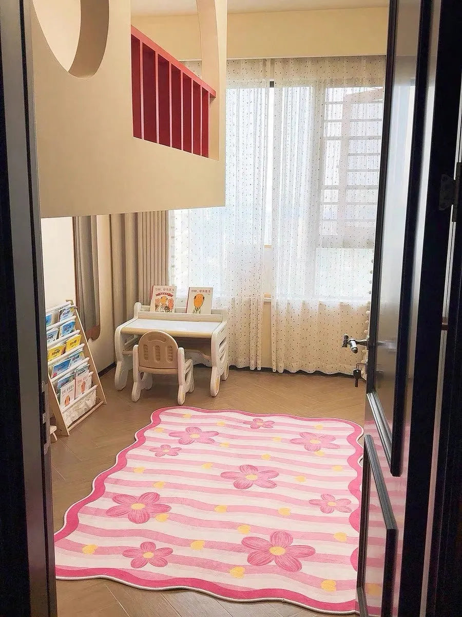 1pc Pink Floral Heart Pattern Soft Rug – Fluffy, Skin-Friendly Area Carpet for Living Room, Bedroom, Sofa, Small Large Size Home Decor Carpet
