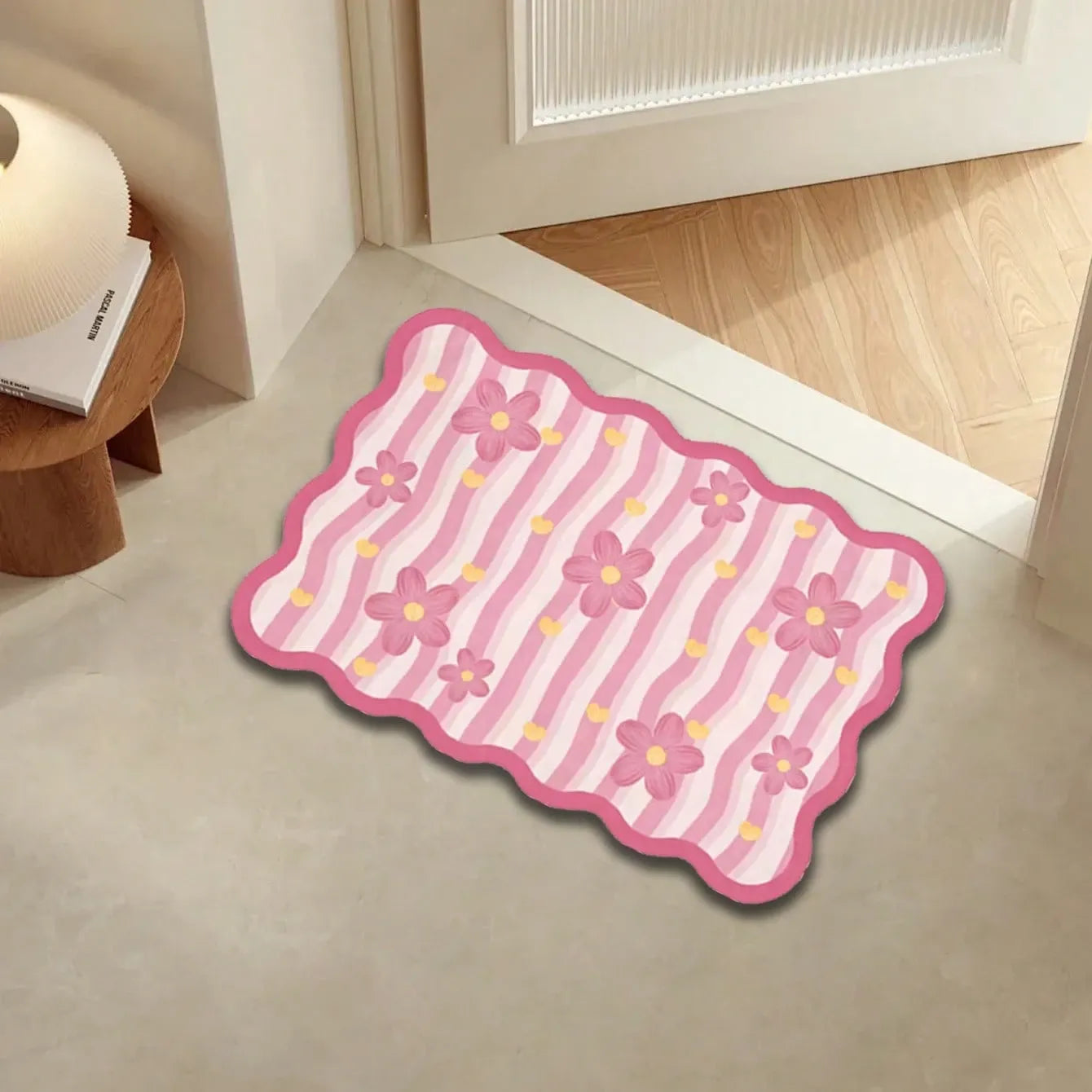 1pc Pink Floral Heart Pattern Soft Rug – Fluffy, Skin-Friendly Area Carpet for Living Room, Bedroom, Sofa, Small Large Size Home Decor Carpet