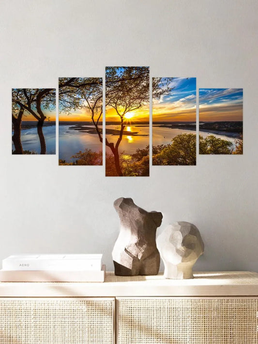 5pcs Tree Pattern Wall Stickers Set – Modern Landscape PVC Decals for Home Decor, Wall Art Posters, Spring Refresh, Festival Decorations, Gifts for Birthday & Graduation
