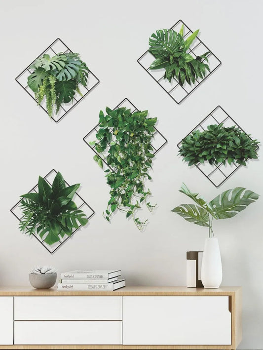 6pcs Plant Print Wall Stickers Set – Self-Adhesive Vinyl Decals for Home Decor, Spring Refresh, Perfect for Walls, Gifts, Birthday & Graduation Decorations