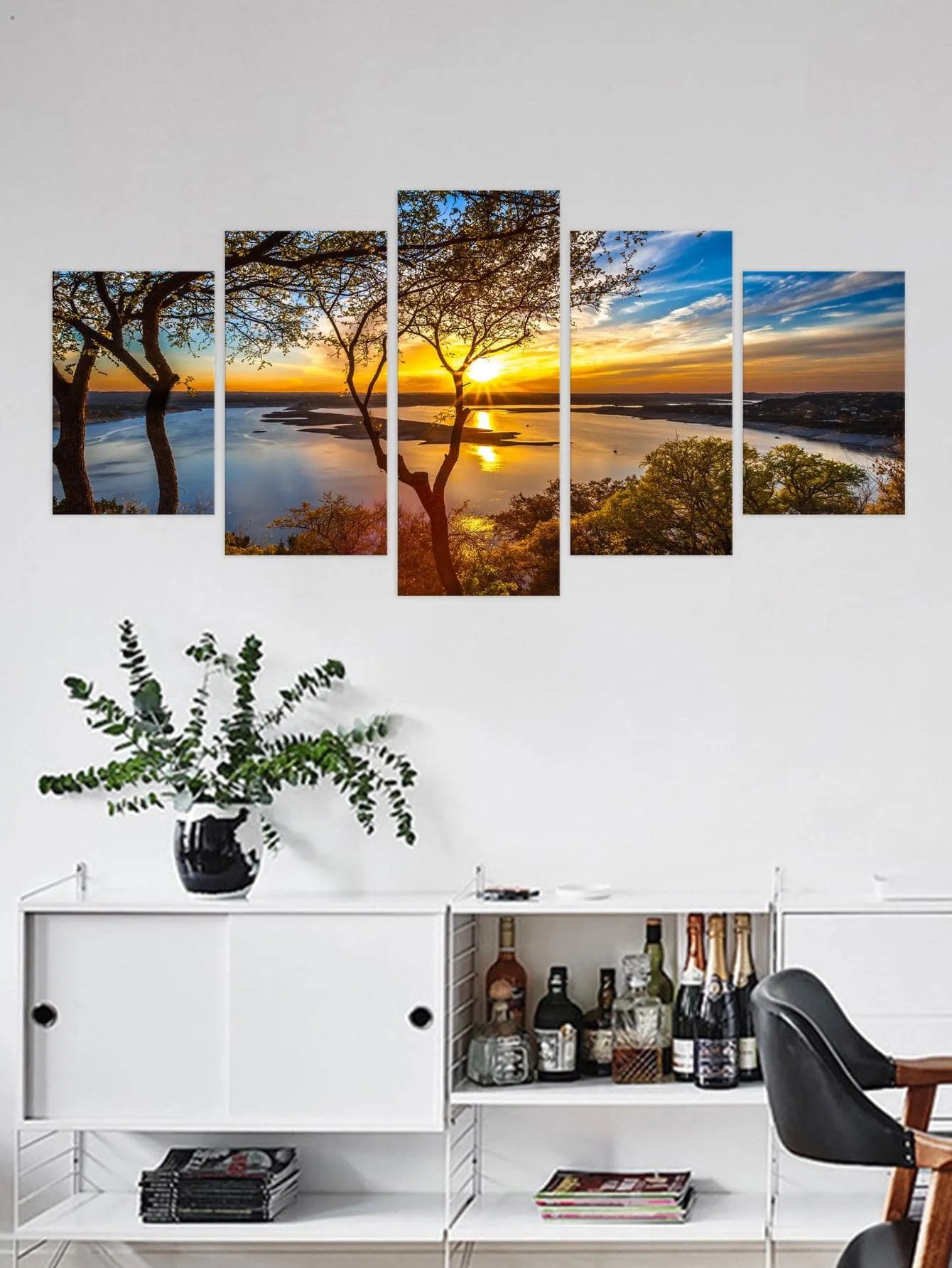 5pcs Tree Pattern Wall Stickers Set – Modern Landscape PVC Decals for Home Decor, Wall Art Posters, Spring Refresh, Festival Decorations, Gifts for Birthday & Graduation