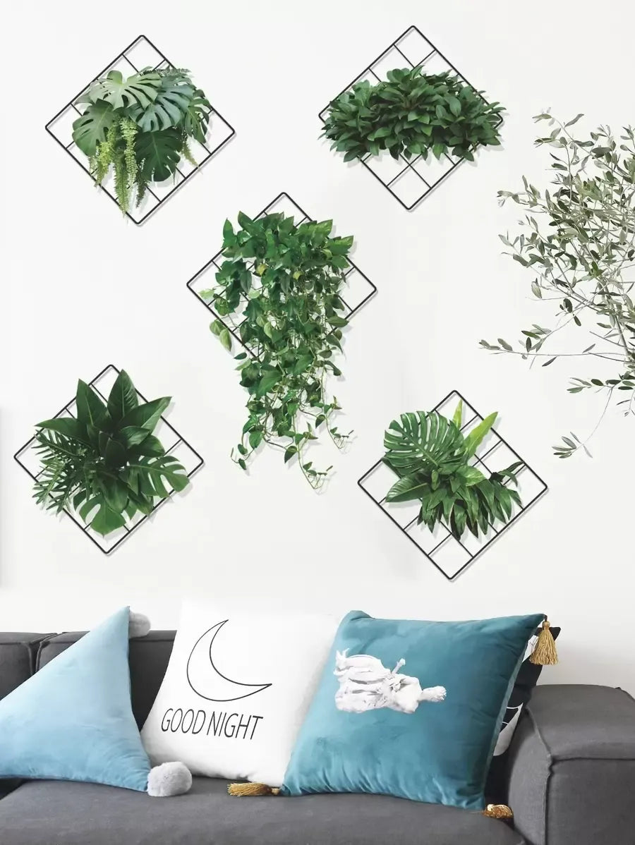 6pcs Plant Print Wall Stickers Set – Self-Adhesive Vinyl Decals for Home Decor, Spring Refresh, Perfect for Walls, Gifts, Birthday & Graduation Decorations