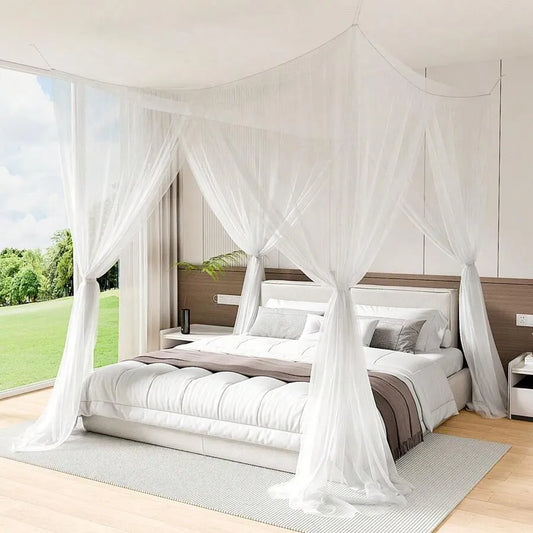 Gothic Four-Door Square Bed Canopy Mosquito Net Curtain, Double Bed Cover, Easy Install & Clean