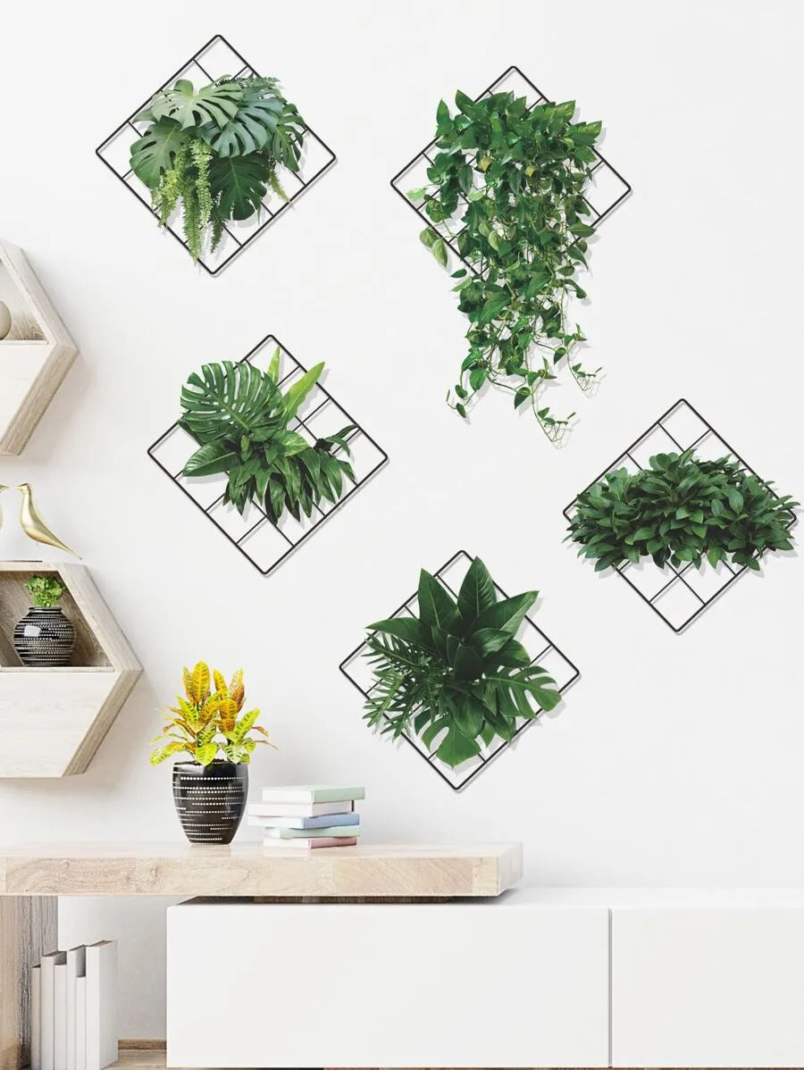 6pcs Plant Print Wall Stickers Set – Self-Adhesive Vinyl Decals for Home Decor, Spring Refresh, Perfect for Walls, Gifts, Birthday & Graduation Decorations