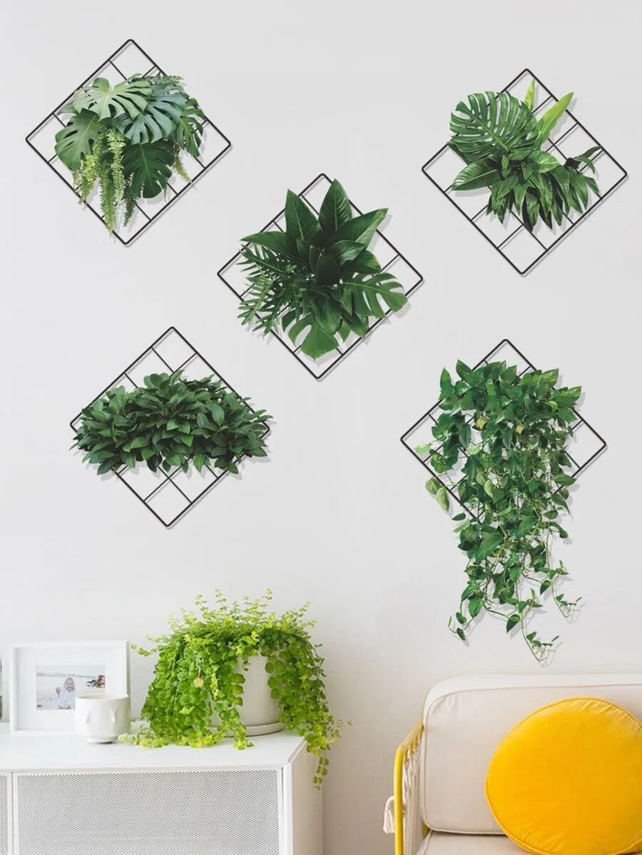 6pcs Plant Print Wall Stickers Set – Self-Adhesive Vinyl Decals for Home Decor, Spring Refresh, Perfect for Walls, Gifts, Birthday & Graduation Decorations