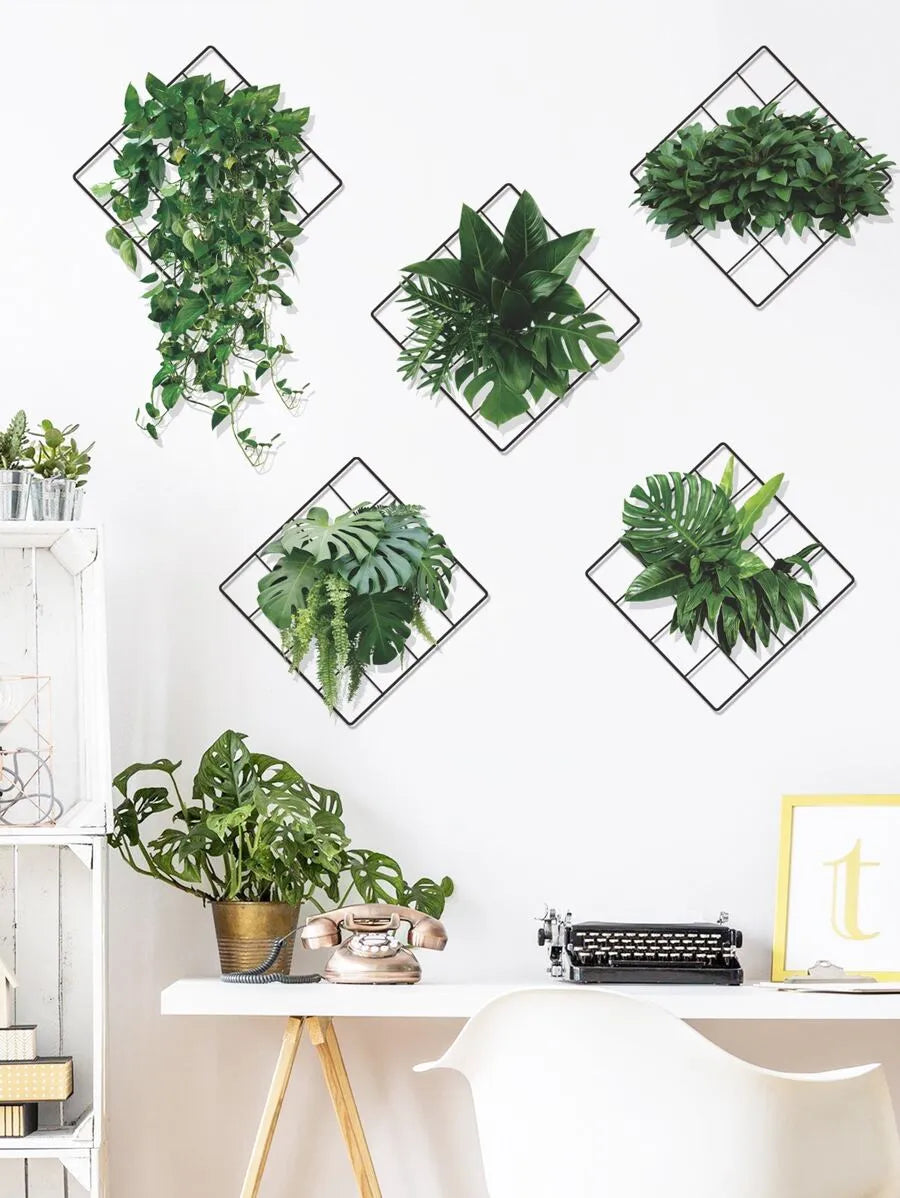 6pcs Plant Print Wall Stickers Set – Self-Adhesive Vinyl Decals for Home Decor, Spring Refresh, Perfect for Walls, Gifts, Birthday & Graduation Decorations