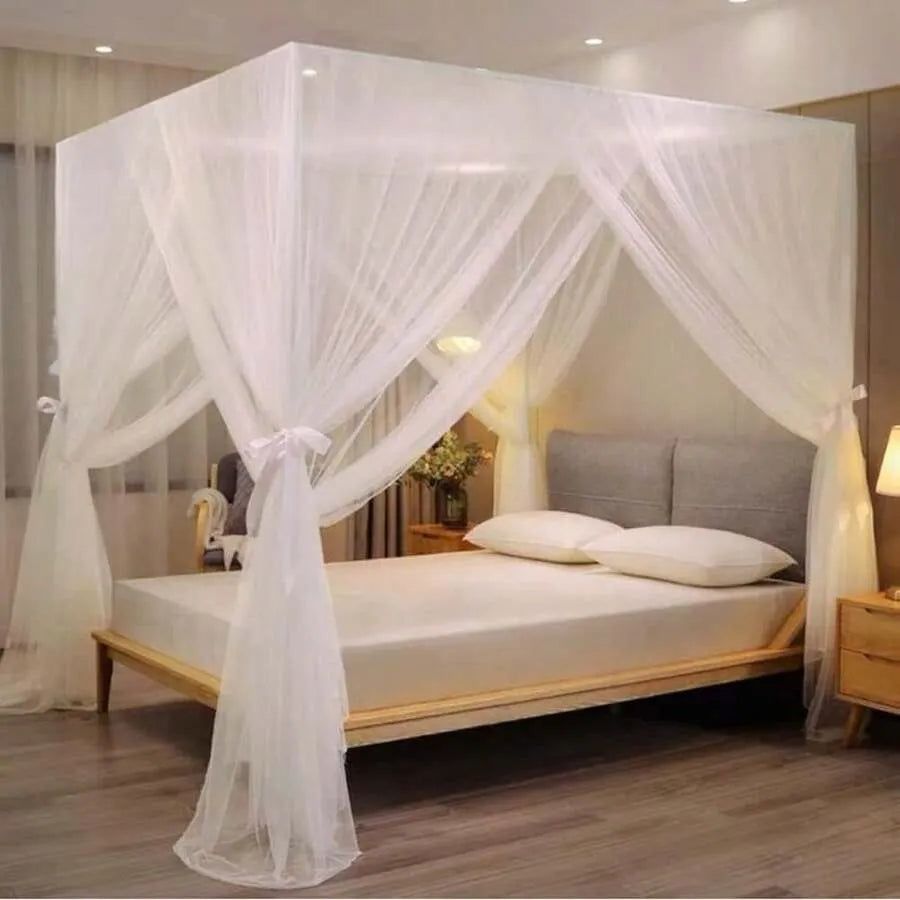 Gothic Four-Door Square Bed Canopy Mosquito Net Curtain, Double Bed Cover, Easy Install & Clean