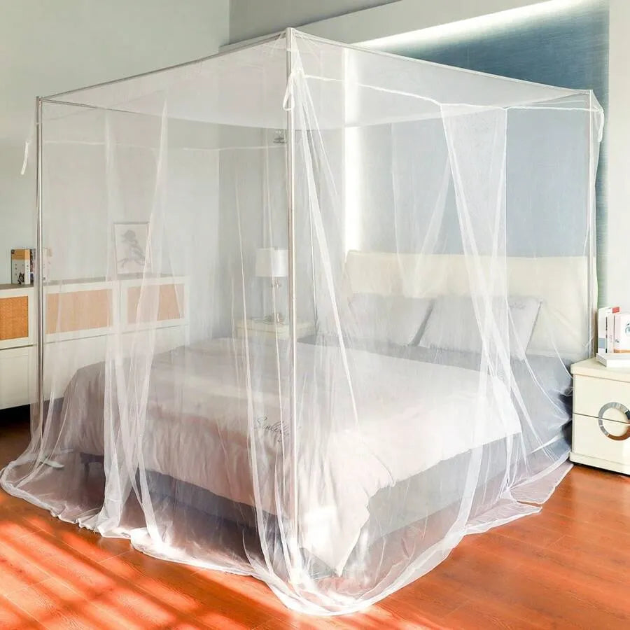 Gothic Four-Door Square Bed Canopy Mosquito Net Curtain, Double Bed Cover, Easy Install & Clean