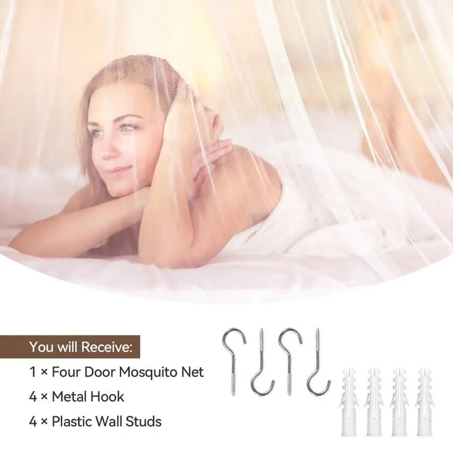 Gothic Four-Door Square Bed Canopy Mosquito Net Curtain, Double Bed Cover, Easy Install & Clean