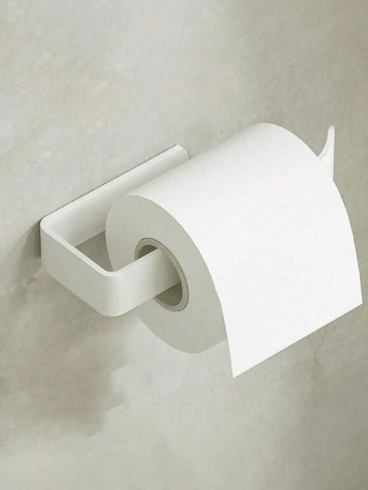 1pc Black Plastic Non-Perforated Toilet Paper Holder – Kitchen & Bathroom Paper Towel Storage Hanger, Space-Saving Wall Mount, Modern Bathroom Decor