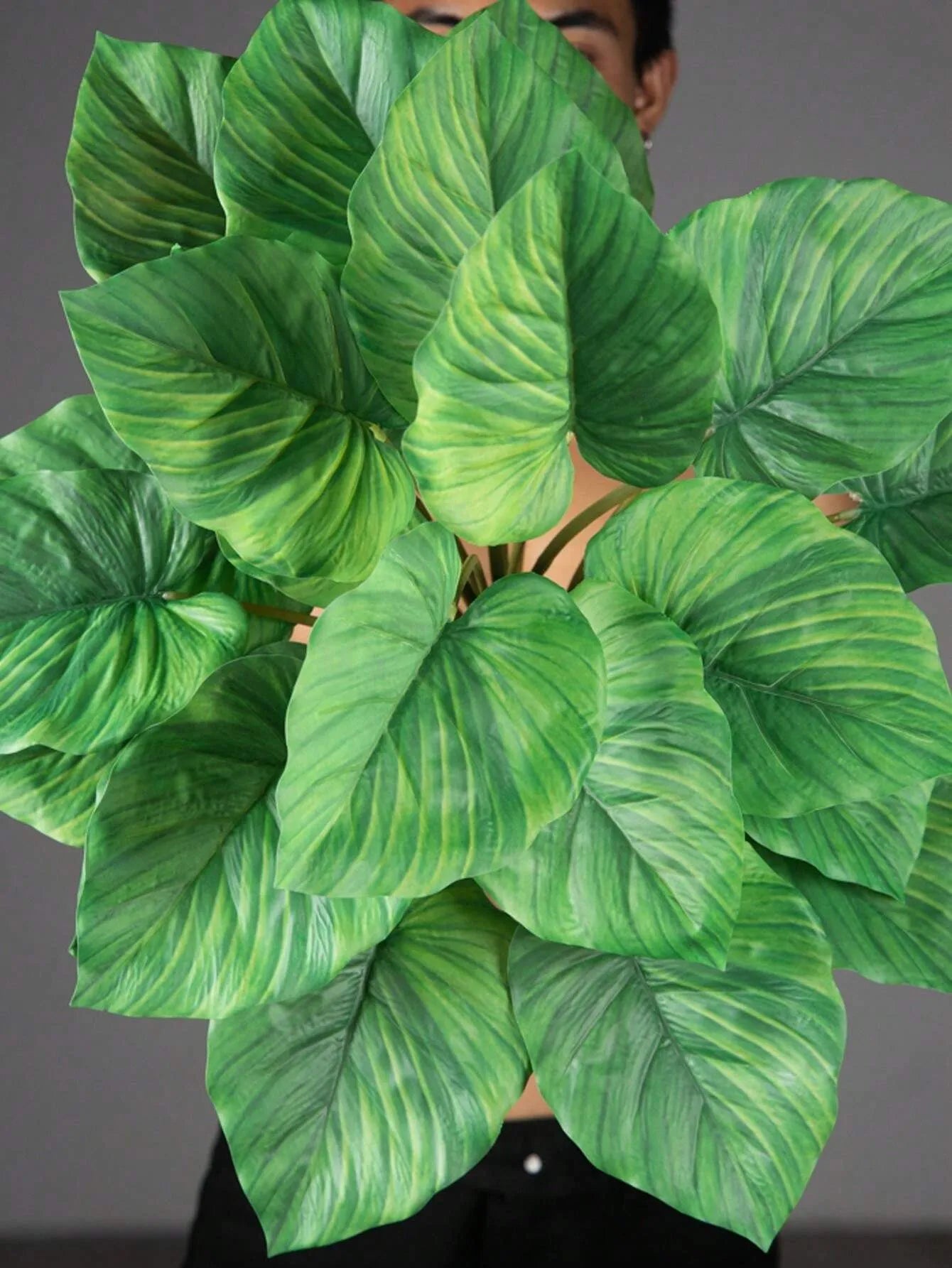 Large 47-75cm Artificial Palm Tree with Monstera & Alocasia Leaves - Tropical Fake Plant Decor for Home, Office, Wedding, New Year, Birthday Gifts