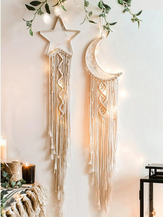 2pcs Moon & Star Tassel Wall Hangings, Boho Home & Room Decor, Unique Wall Art, Perfect Birthday & Graduation Gifts