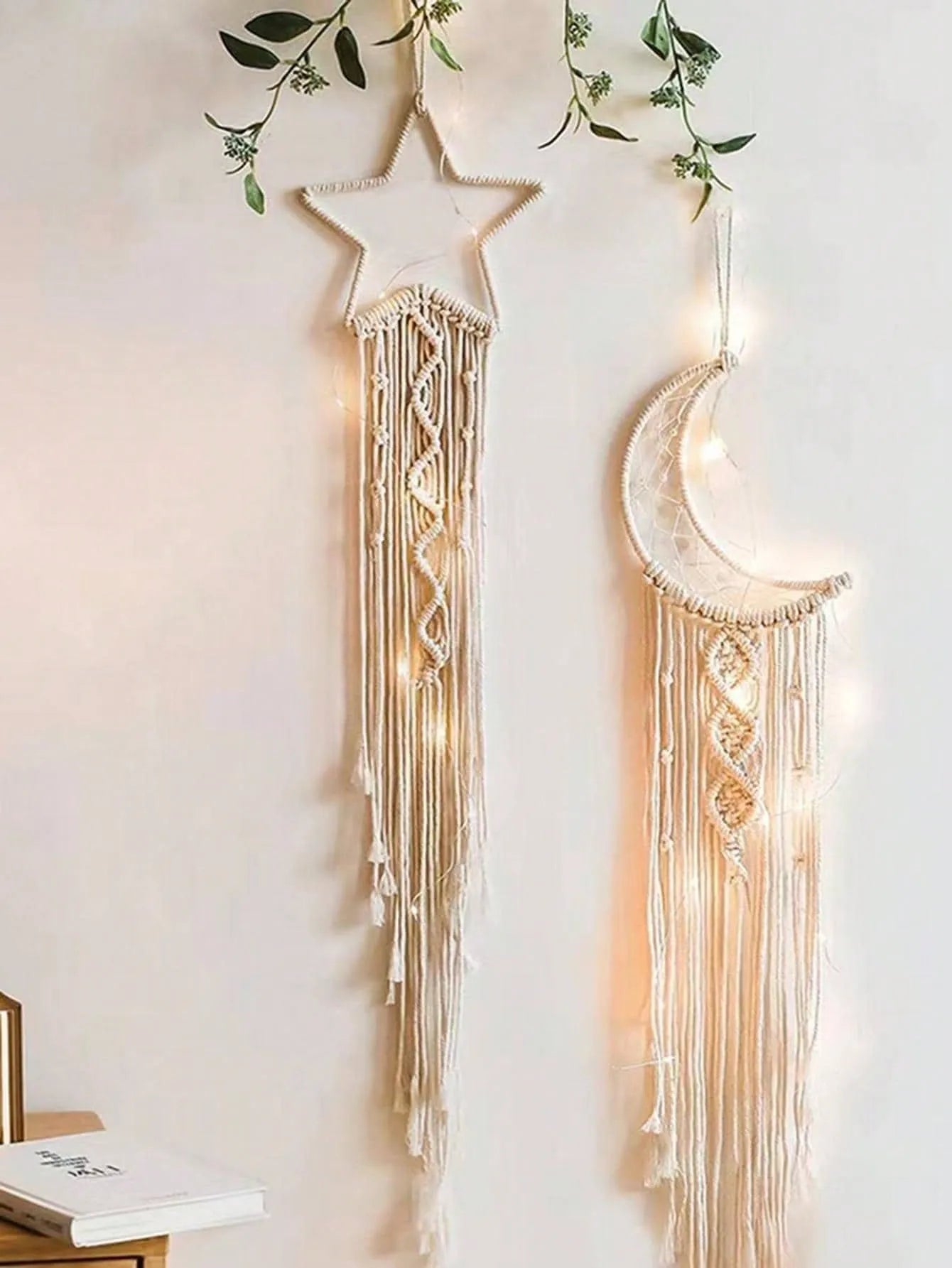 2pcs Moon & Star Tassel Wall Hangings, Boho Home & Room Decor, Unique Wall Art, Perfect Birthday & Graduation Gifts