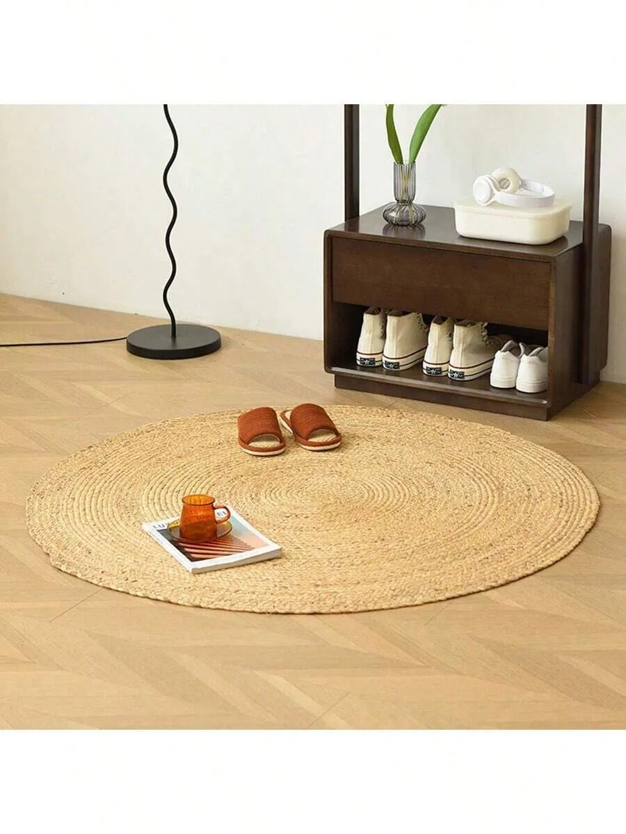 Handwoven Round Polyester Floor Mat – Washable, Durable Rug for Kitchen, Home, Weddings & Farmhouse Decor