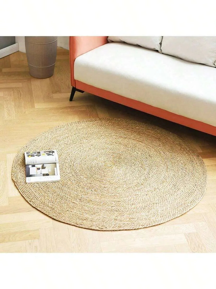 Handwoven Round Polyester Floor Mat – Washable, Durable Rug for Kitchen, Home, Weddings & Farmhouse Decor