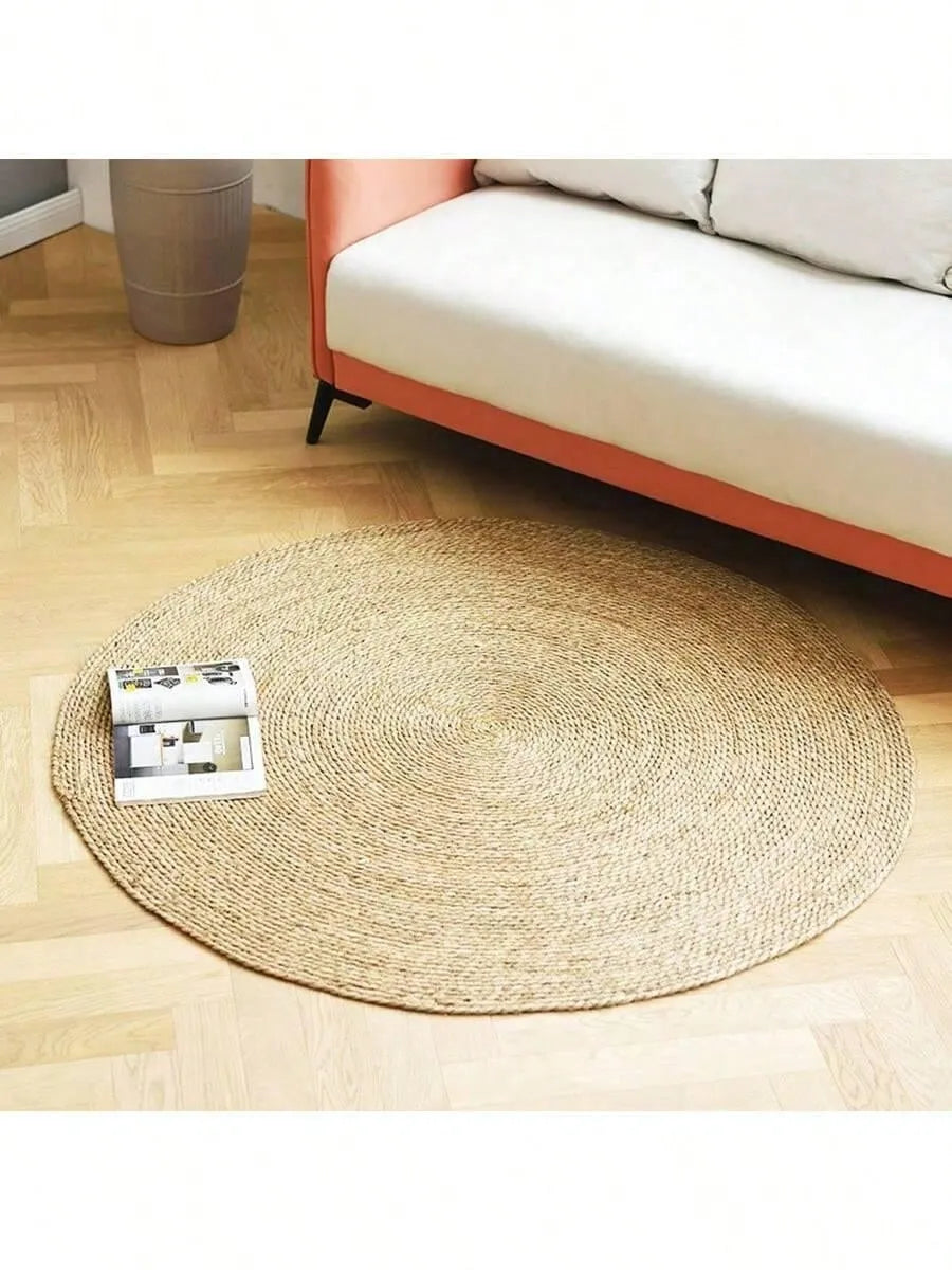 Handwoven Round Polyester Floor Mat – Washable, Durable Rug for Kitchen, Home, Weddings & Farmhouse Decor