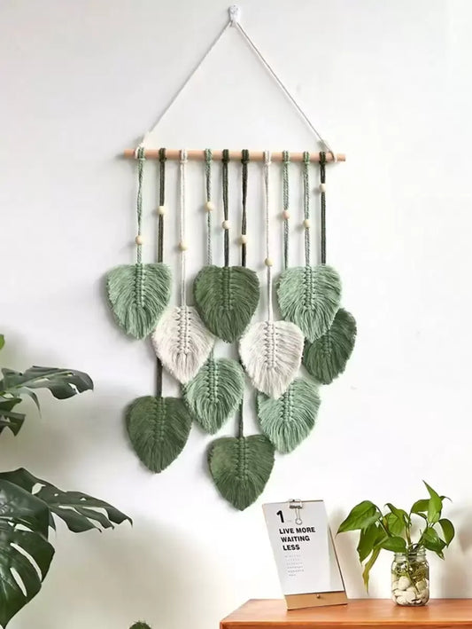 1pc Bohemian Green Leaf Hanging Ornament, Natural Wall Decor for Home & Room, Perfect Gift for Birthday & Graduation