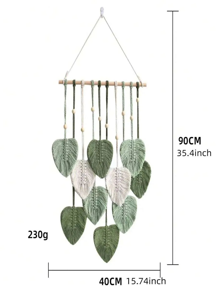 1pc Bohemian Green Leaf Hanging Ornament, Natural Wall Decor for Home & Room, Perfect Gift for Birthday & Graduation