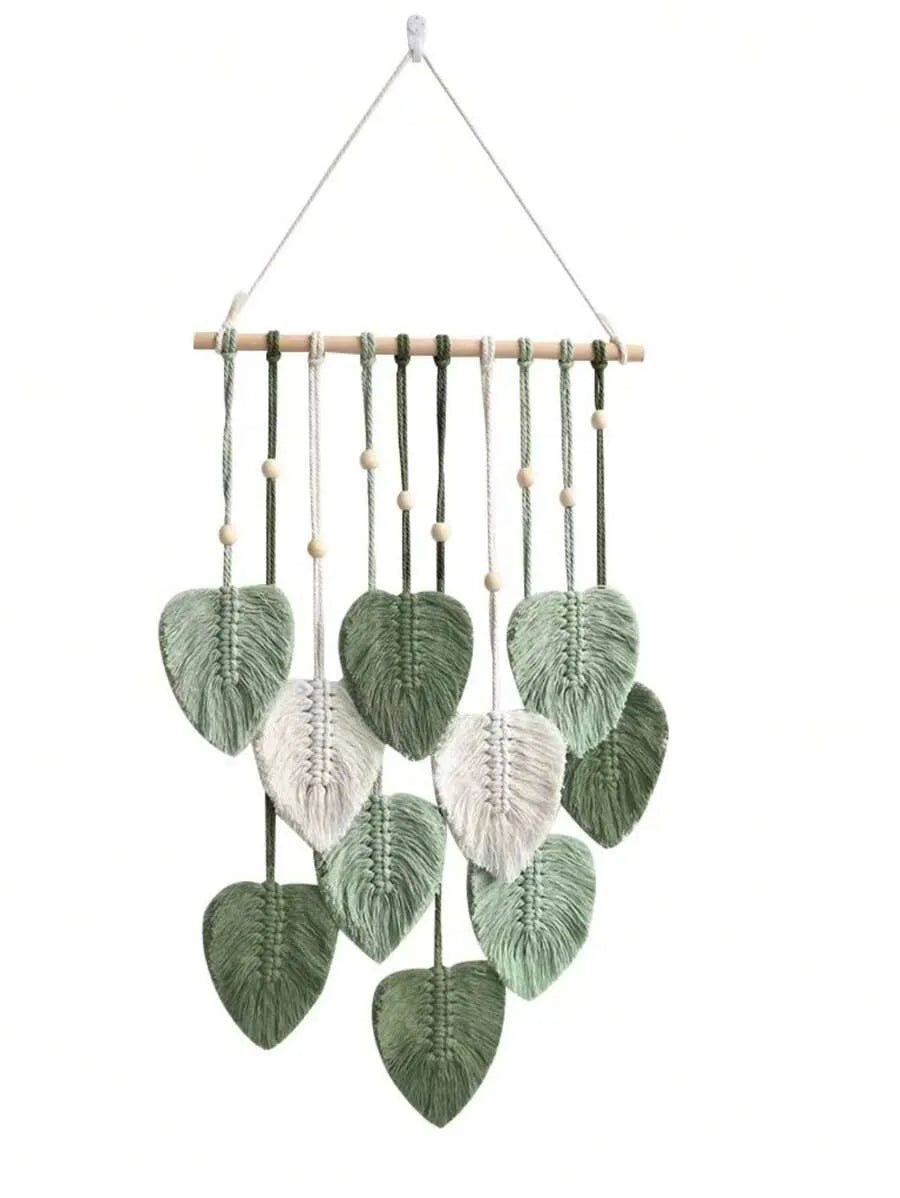 1pc Bohemian Green Leaf Hanging Ornament, Natural Wall Decor for Home & Room, Perfect Gift for Birthday & Graduation