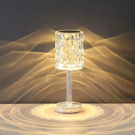 Portable Acrylic Crystal Table Lamp with Touch Control, Cordless Rechargeable LED Night Light, 3-Color